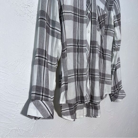Rails Button Down Plaid Hunter Shirt Size XS Black White - Picture 5 of 8